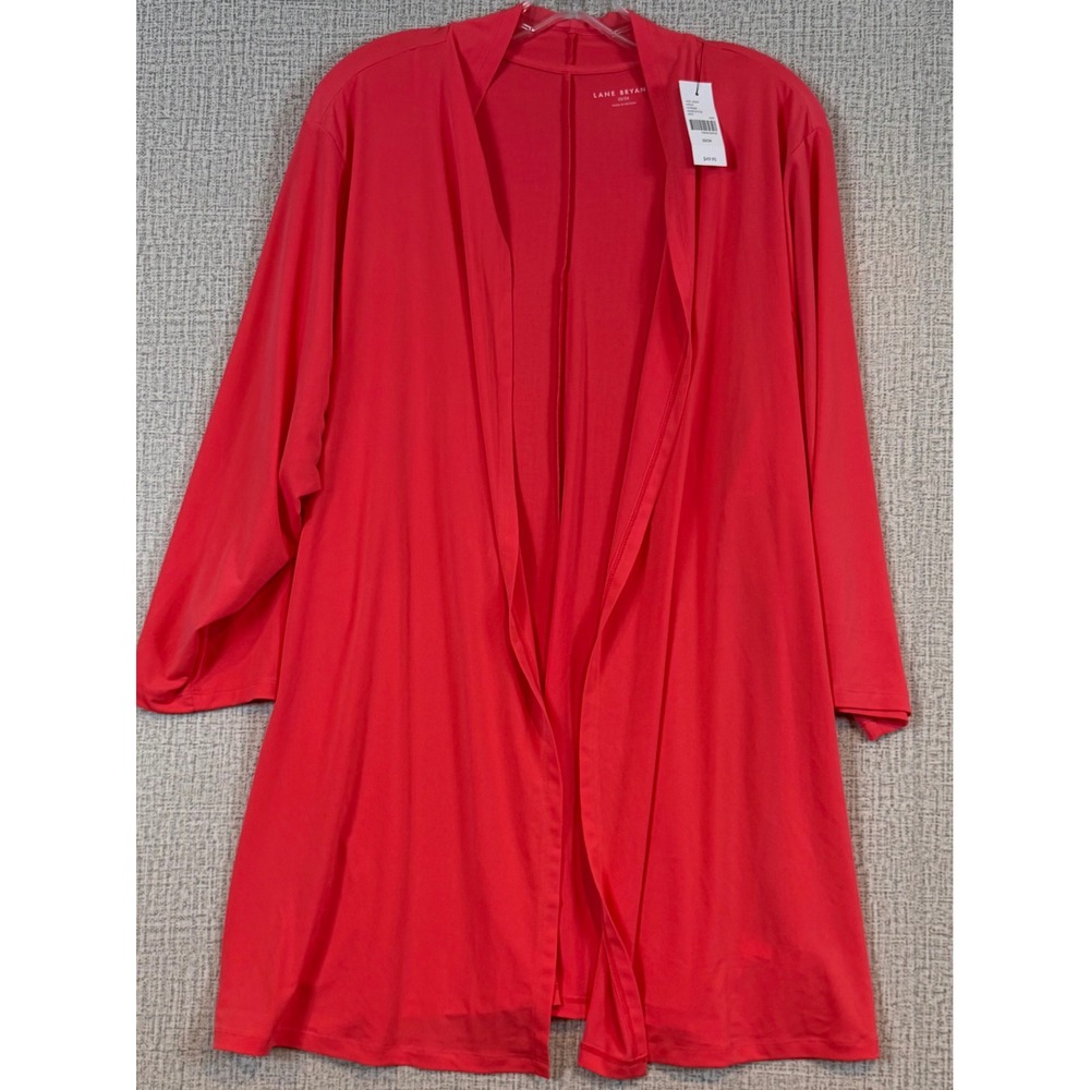 NWT Lane Bryant Women Plus Size 22/24 Coral Red Open Front Cardigan Layering
